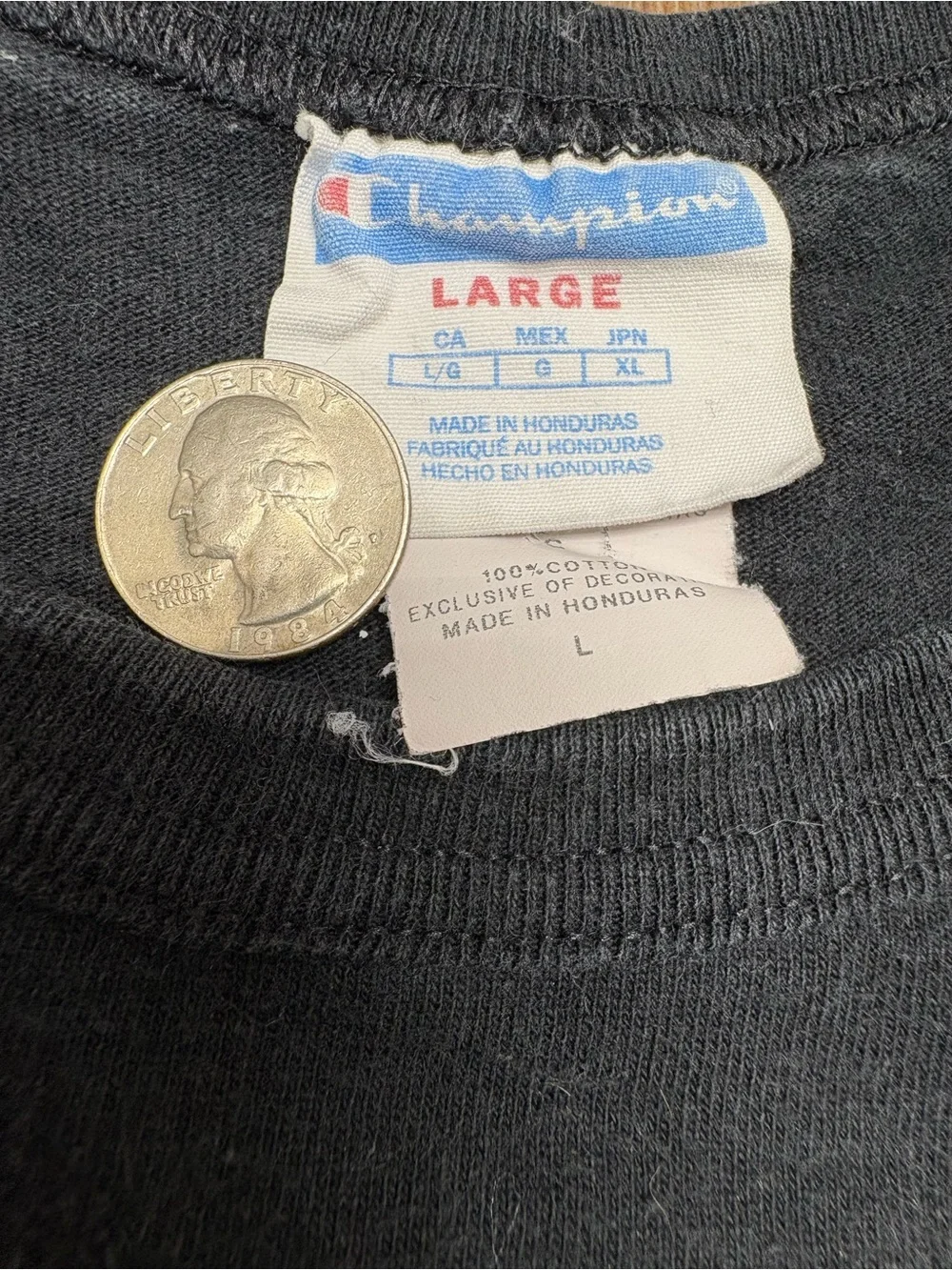 Champion Black Short-Sleeve Tee with Red Logo and White Japanese Text - Picture 3 of 7